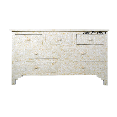 MOTHER OF PEARL INLAY GEOMETRICAL DESIGN CHEST