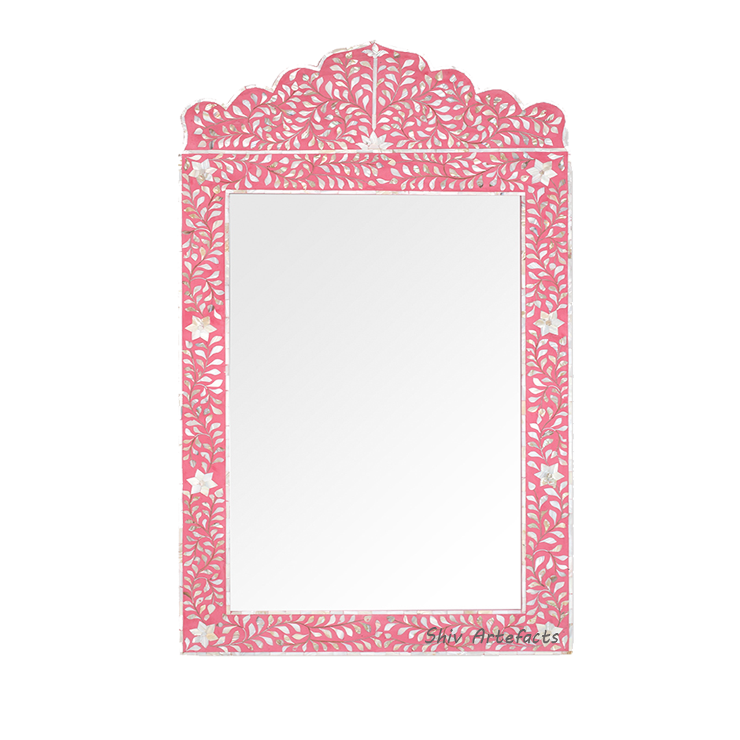 MOTHER OF PEARL INLAY FLORAL DESIGN MIRROR