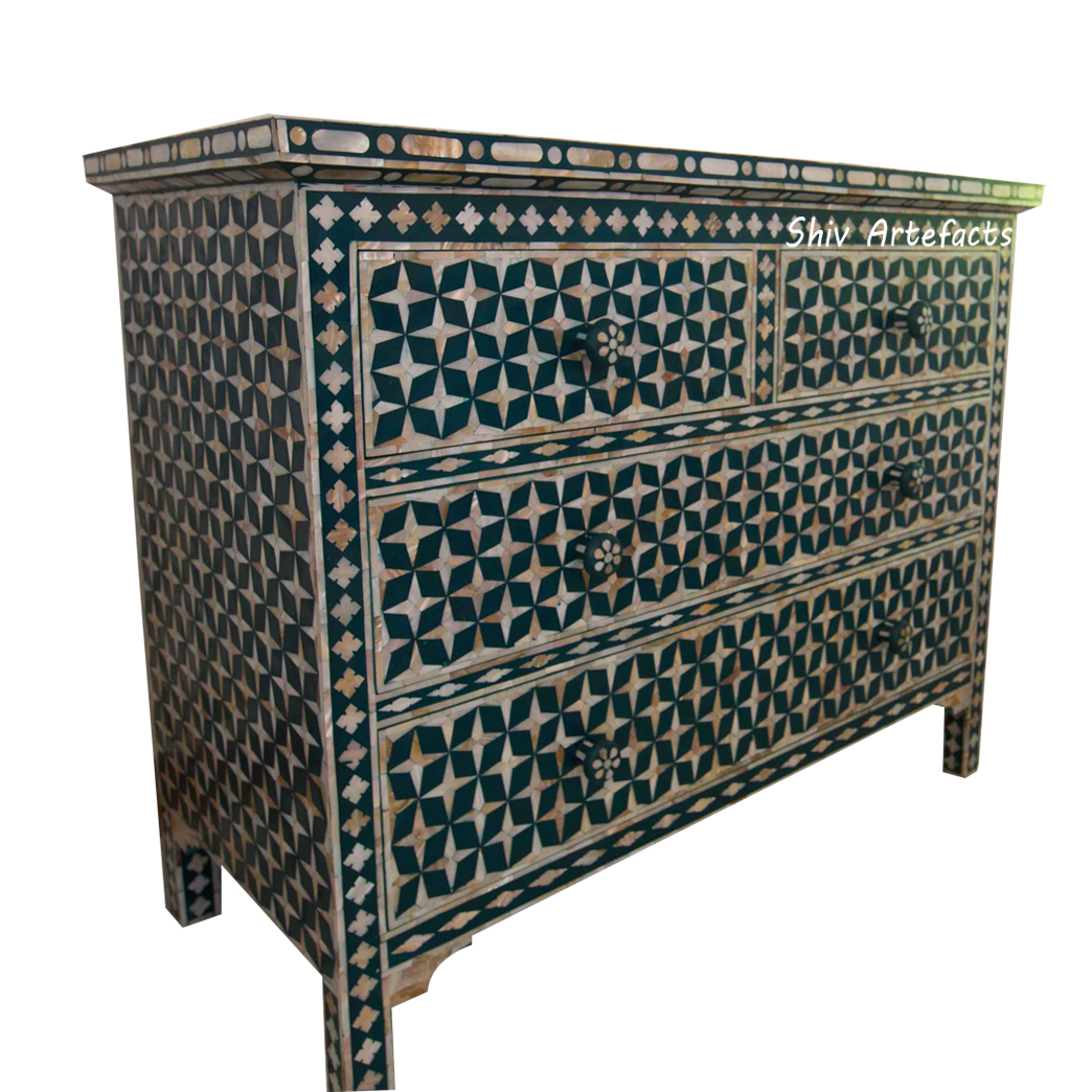 MOP INLAY STAR DESIGN CHEST OF DRAWERS