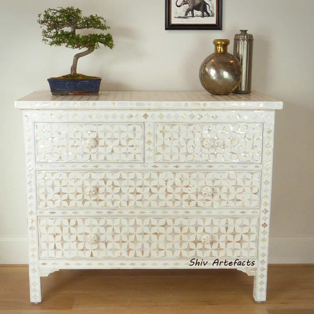 MOTHER OF PEARL TEAL DESIGN CHEST OF DRAWERS